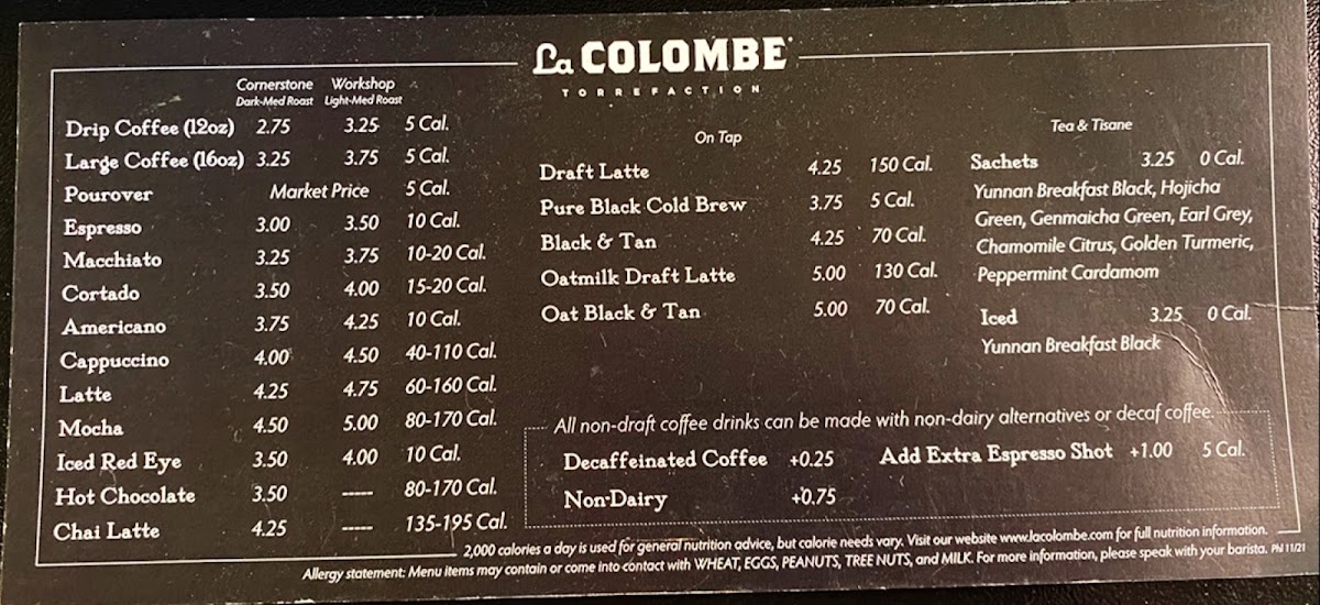 Menu La Colombe Coffee Workshop-10